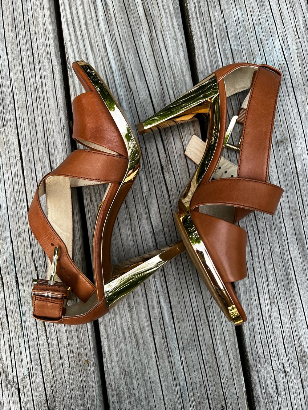Michael Kors Violet Cross Strap Heels Sandals Size 6 - Picture 4 of 6